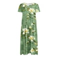thumbnail image 4 of Viikei Womens Summer Dresses under $10,Women's Fit and Flare Short Sleeve Dress,Women's Flower Printing Casual Short Sleeve Crewneck Dress Casual Flowy Tiered Maxi Beach Dress Green M, 4 of 6