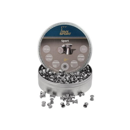 - H&N Sport Airgun Pellets .177 Cal, 8.18 Grains, Wadcutter, 500ct