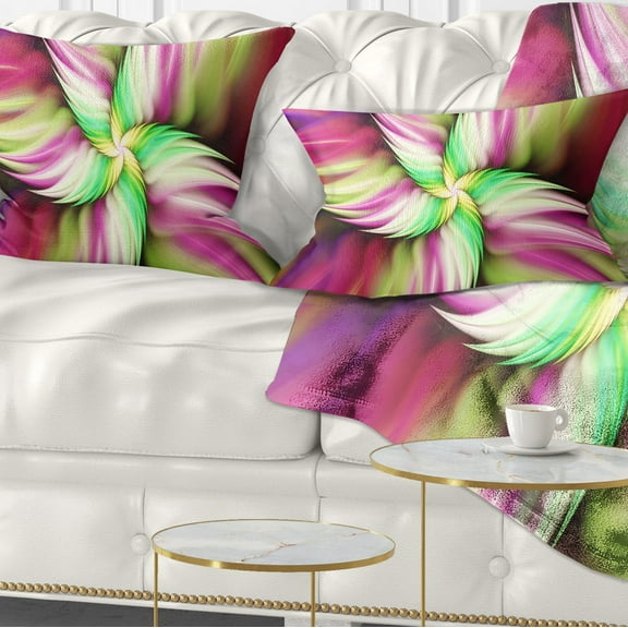Designart Huge Rotating Pink Flower - Floral Throw Pillow - 12x20
