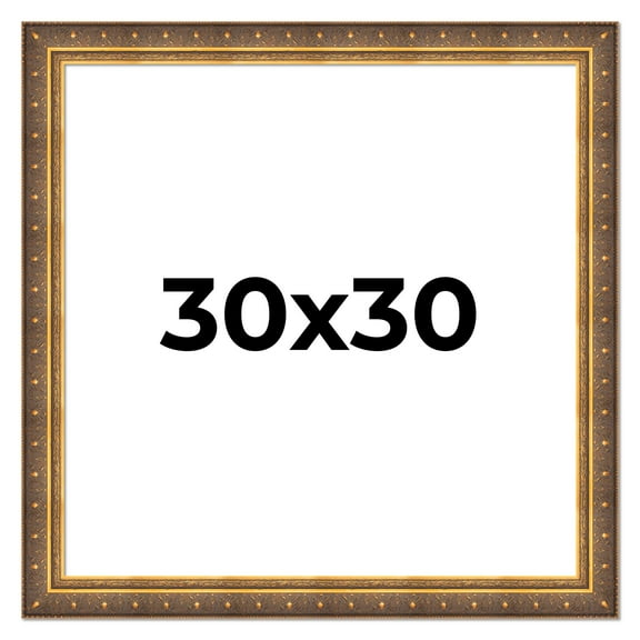 30x30 Frame Vintage Gold Solid Wood Picture Frame | 2.5 Inch Moulding Width | Ornate Bronze Museo