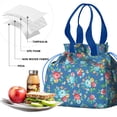 thumbnail image 4 of Pioneer Flower Floral Print Pattern Drawstring Lunch Bag Women - Drawstring Lunch Bag Insulated for Work Office - Stain-Resistant Large Lunchbags for Women with Multi-Pockets, 4 of 6