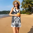 thumbnail image 3 of Fotbe Artistic Black White Peacocks Vestido de Verano sin Mangas para Mujer – Vestido Midi Línea A, Estilo Camiseta Floral, Vestido Playero Casual y Fluido, 3 of 7