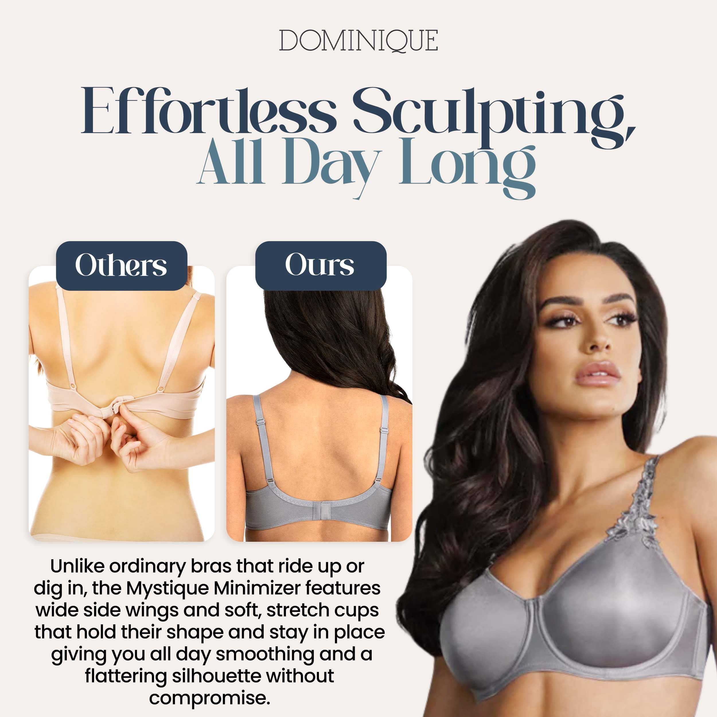 Dominique Mystique Minimizer Bra #7000 – Seamless Full Figure Underwire Lingerie for Women, Smooths & Shapes