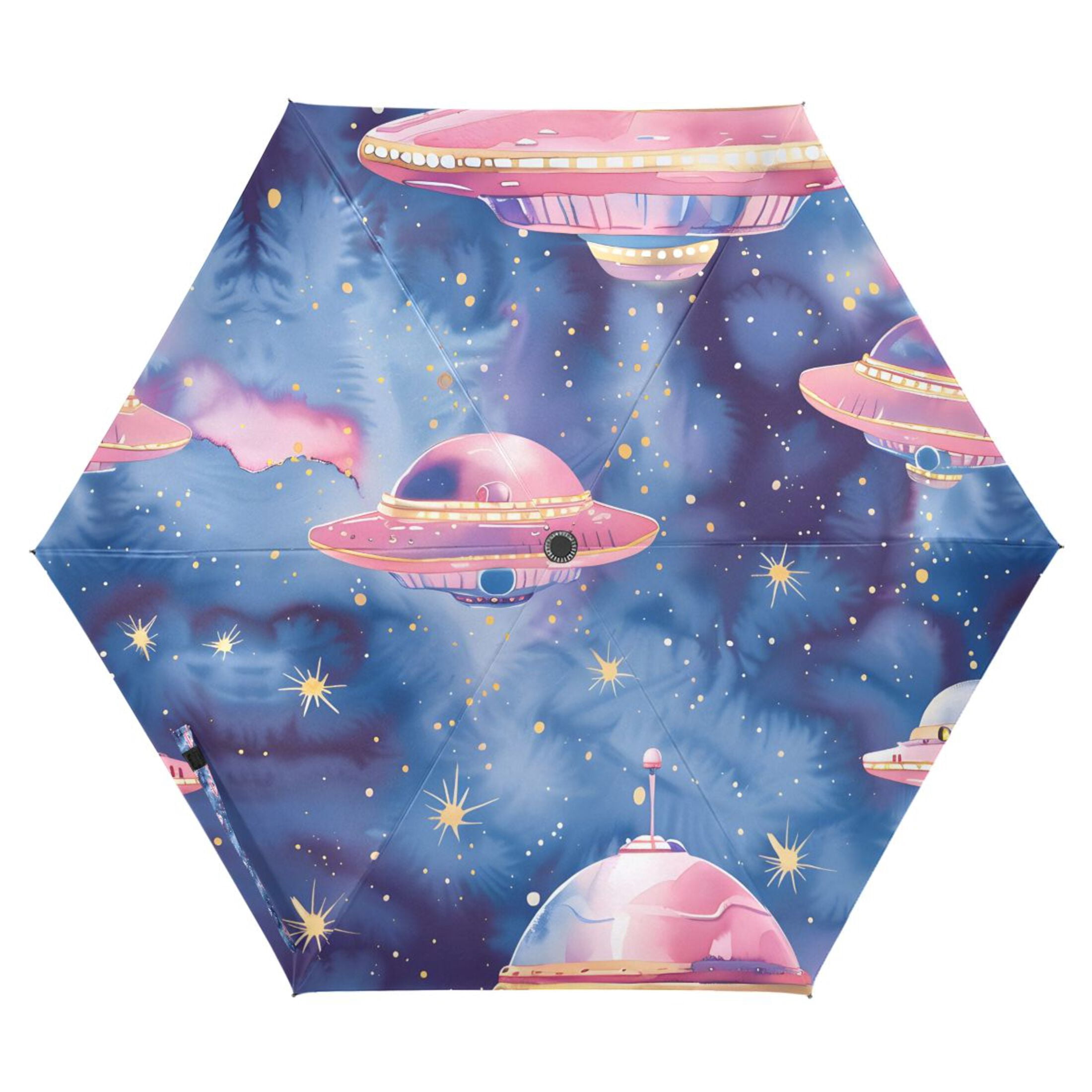 Ufo on Sky Compact Sun Umbrella Windproof Travel Umbrellas for Rain Strong Portable UV Protection