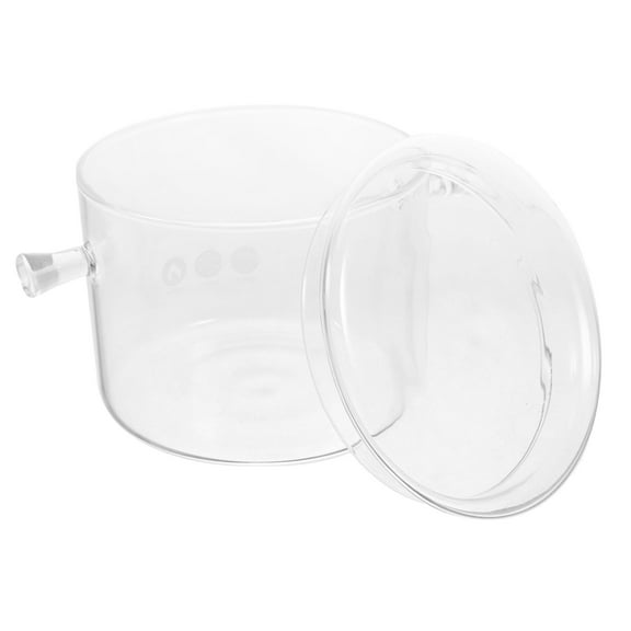 Masteelf Clear Glass Stew Pot With Cover Heat Resistant Cooking Pot For Stovetop Double Handle Cookware For Soup And Stews Portable Hot Pot For Boiling And Simmering