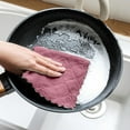 thumbnail image 7 of Koadzawe 5Pack Kitchen Dish Cloths, Reusable Dish Towels, Nonstick Oil Washable Fast Drying, Super Absorbent Coral Velvet Cleaning Cloths For Cleaning Tableware, Kitchen, Bathroom (Purple 9.8 X 9.8"), 7 of 7