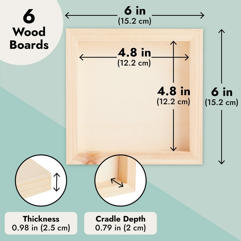 Unfinished 8x8 Wood Canvas for Arts and Crafts, Framed Flat Cradle Panel  Boards for Painting Supplies (6 Pack)