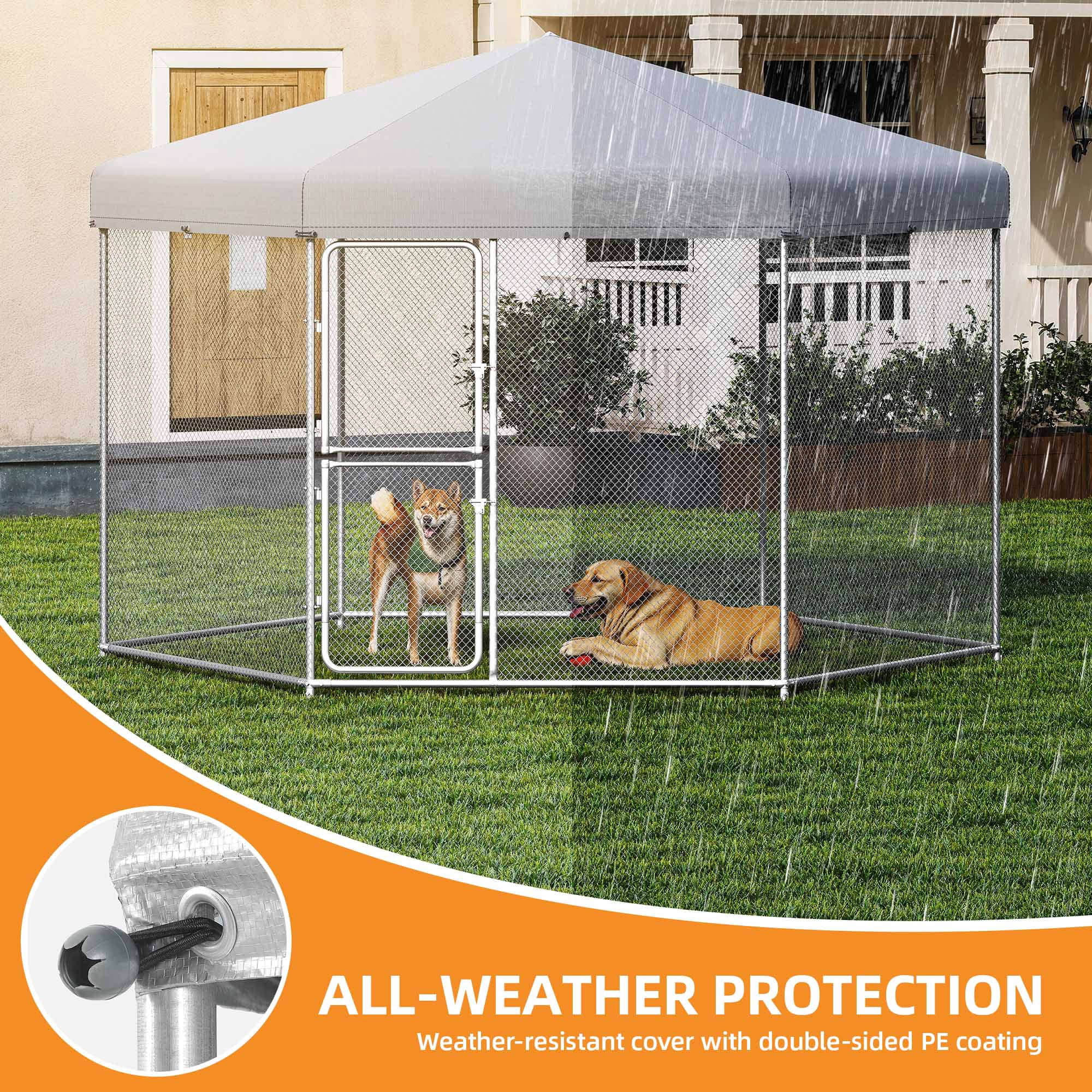 Craftian 13.1×11.2×7.6FT Outdoor Dog Kennel for Large Dogs, Pet Dog Run Enclosures for Dog Crate Outdoor Metal Galvanized Welded with Waterproof UV-Resistant Cover