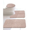 thumbnail image 4 of 3pc Set Memory Foam Bathroom Rugs Mat Lid Cover Super soft Dry Inmediately Non Slip Embossed Cobblestone Pebble Taupe Color, 4 of 7