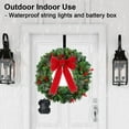 thumbnail image 5 of 24 Inch Christmas Wreath, Pre-Lit with Warm White LEDs and Red Berries, Classic Indoor Outdoor Decor, 5 of 8