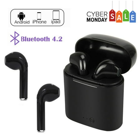Cyber Monday Deals Clearance! Wireless Earbuds with Charging Case, Bluetooth Headphones with Mic, Mini Sweatproof Sports Earphones for iPhone iOS Android Smartphone with Charging Case