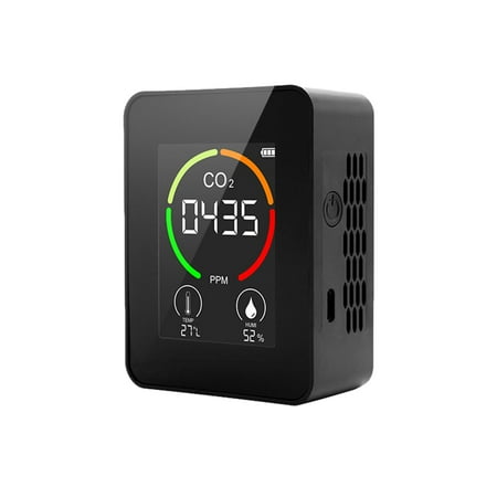 

TAONMEISU CO2 Detector - Indoor Air Quality Monitor Carbon Dioxide Digital Temperature and Relative Humidity Detector with LCD Display for Home Office Gym Car Black