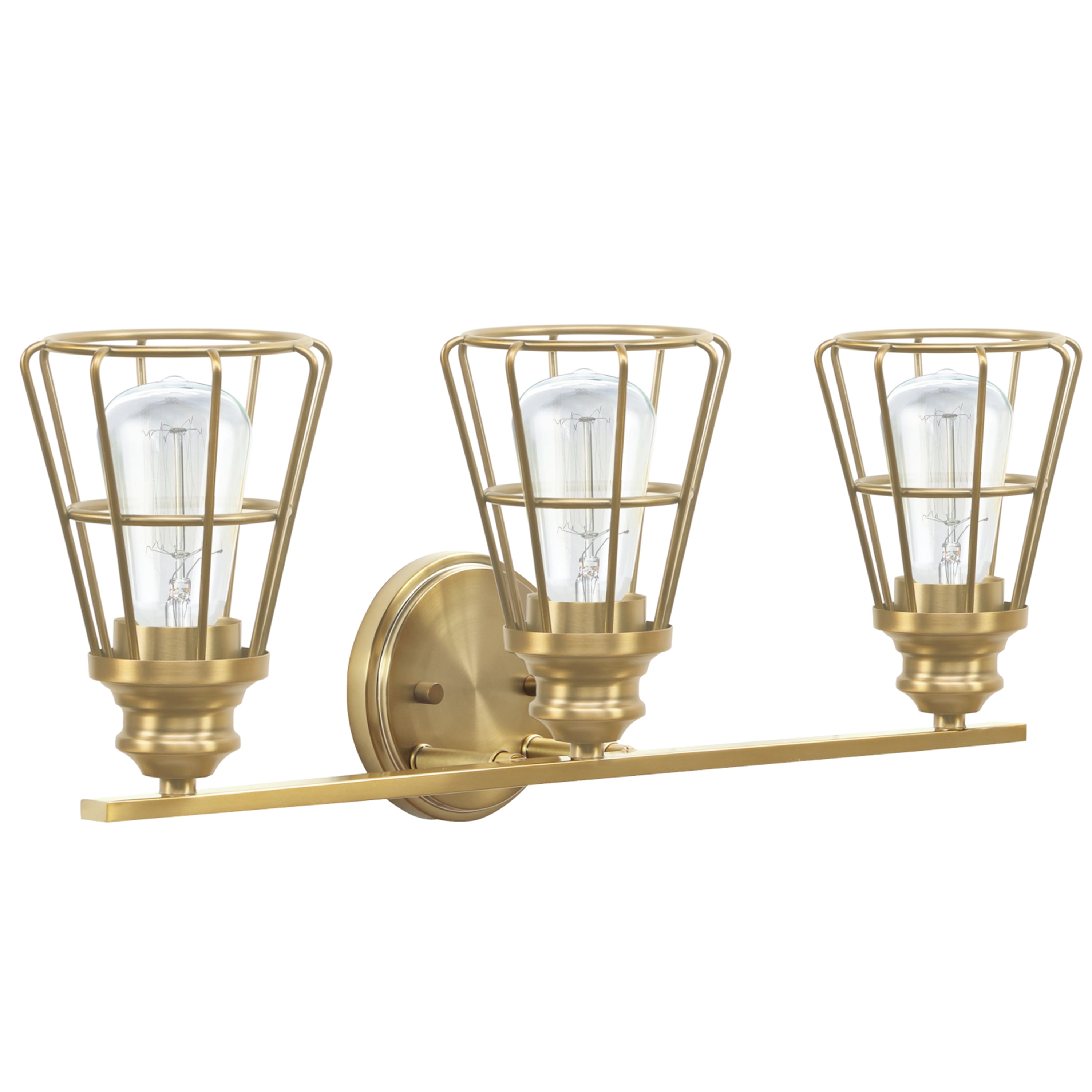 Aspen Creative 62240, Three-Light Metal Bathroom Vanity Wall Light Fixture, 24" Wide, Transitional Design in Antique Brass