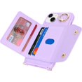 thumbnail image 6 of for iPhone 14 Plus Case with Card Holder and Strap - Zipper Pocket,Crossbody Lanyard Strap,Credit Card Holder,Stand Ring,Cute Phone Wallet Case for Women(Purple,6.7 Inch), 6 of 16
