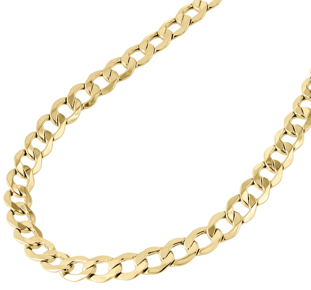 Mens Real 10K Yellow Gold Hollow Cuban 