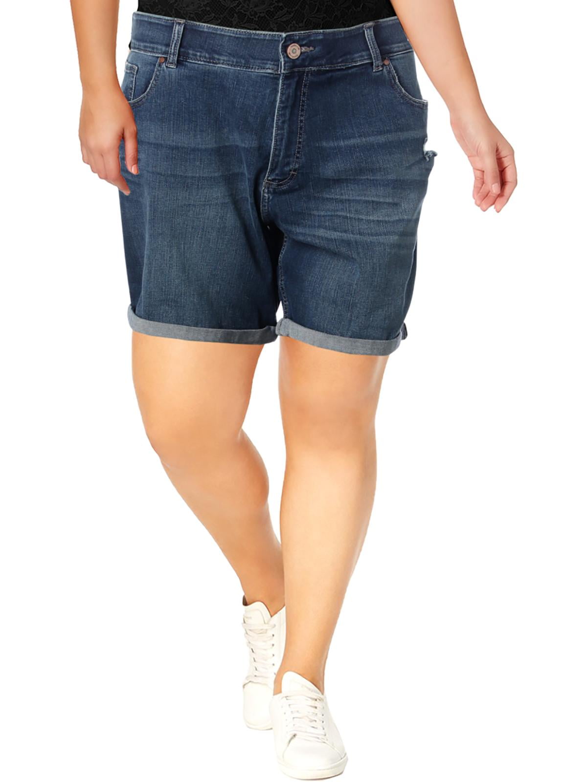 Riders By Lee Womens Plus Distressed Cuffed Denim Shorts - Walmart.com