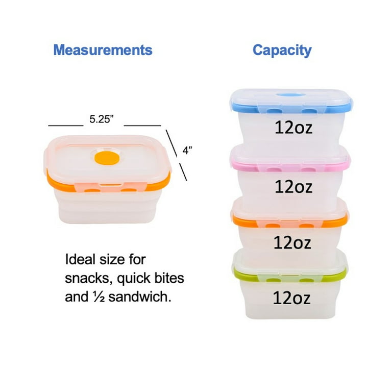 4 Sizes Collapsible Silicone Food Container Home Kitchen Outdoor Food  Storage