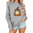 thumbnail image 2 of Womens Halloween Print Sweatshirt, Cozy Long Sleeve Pullover, Aesthetic Vintage Graphic Tee, Perfect for Trick or Treat & Work, 2 of 4