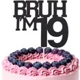 thumbnail image 1 of Cake Topper Penitue Brush I'm 19 Black Glitter Birthday, 1 of 7