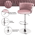thumbnail image 4 of Baxluxe Velvet Bar Stools Set of 2, Adjustable Counter Height Bar Chairs with Footrest, Swivel High Stools Pub Style Chairs Set, Pub Stools Kitchen Island Chairs for Dining Room, Pub, Cafe, Pink, 4 of 11
