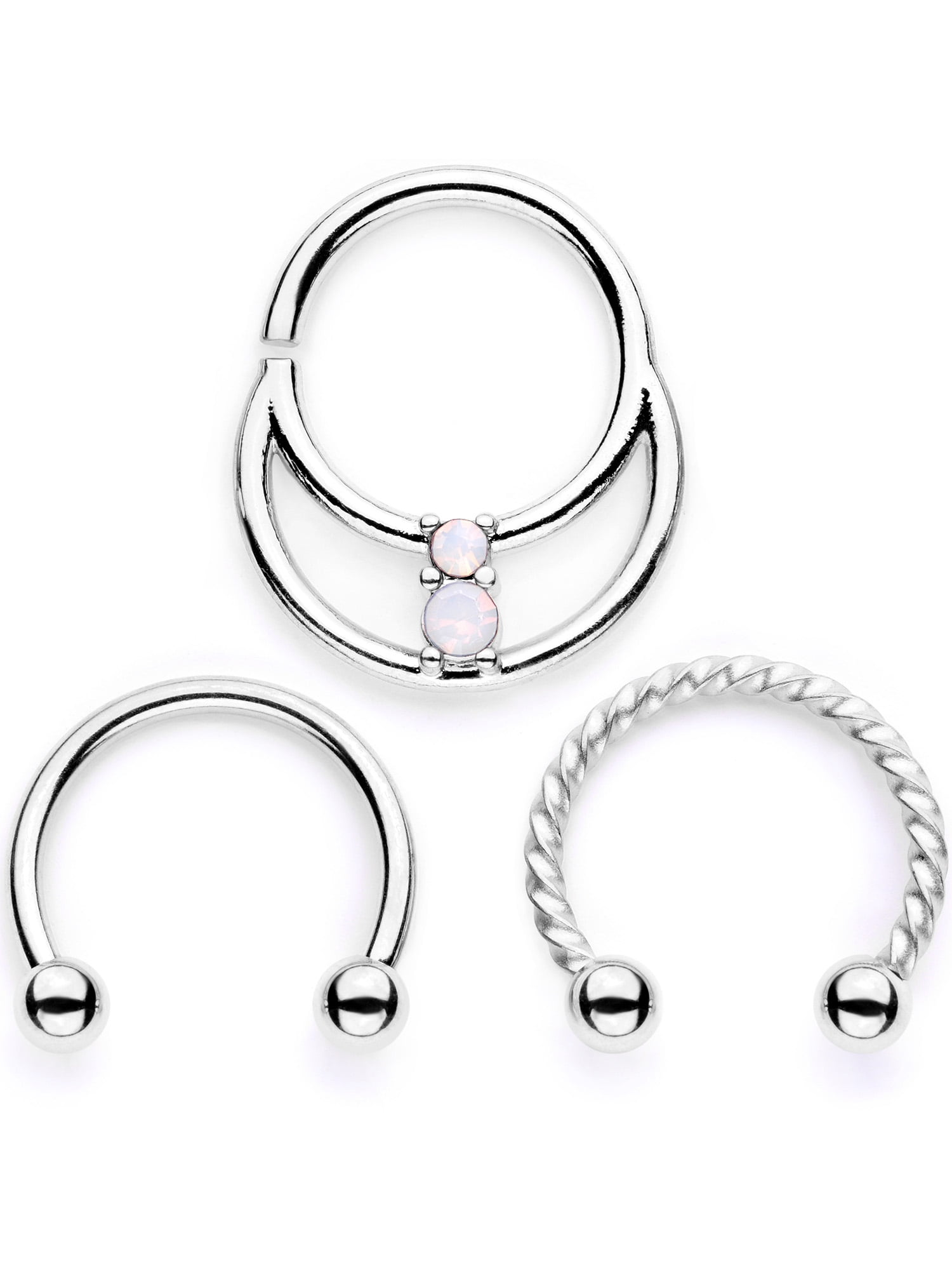 Body Candy 16G 316L Steel Septum Jewelry 10mm Horseshoe White Accent