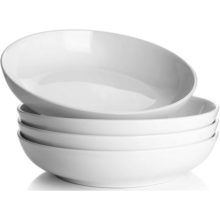 

Pasta Bowls 32oz Ceramic Large Salad Serving Bowls White Pasta Bowls Set Shallow Soup Bowl Set of 4 Microwave & Dishwasher Safe