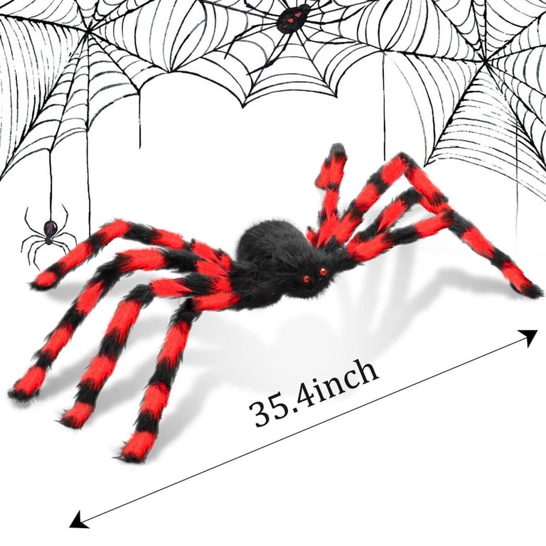 Jovitec 4-Pack Giant Hairy Spider Toys – 12 Inch Black Fake Spiders For Halloween Decor & Haunted House
