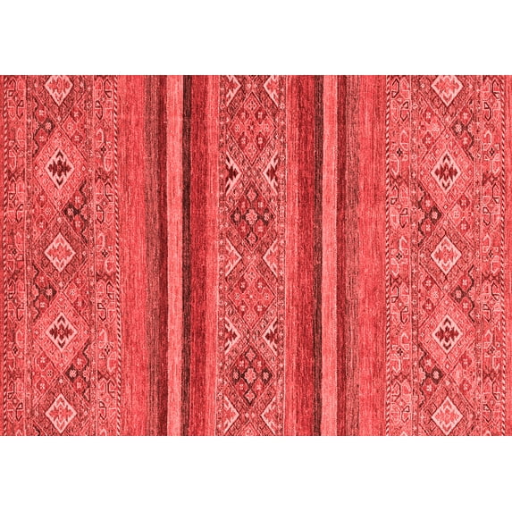 Ahgly Company Machine Washable Indoor Rectangle Abstract Red Modern Area Rugs, 2' x 4'