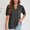 Gray, variant on ALLLIST Trendy Tops for Women 2024 Green Solid Notch Neck Elbow-Length T-Shirts Blouses for Women