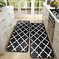 thumbnail image 4 of Kitchen Rugs Sets Of 2,Black and White Geometric Lattice Pattern Anti Fatigue Kitchen Mat Rugs Non Slip Washable,Decorative Kitchen Floor Mats for Kitchen,Sink,Laundry,17"x47"+17"x47", 4 of 5