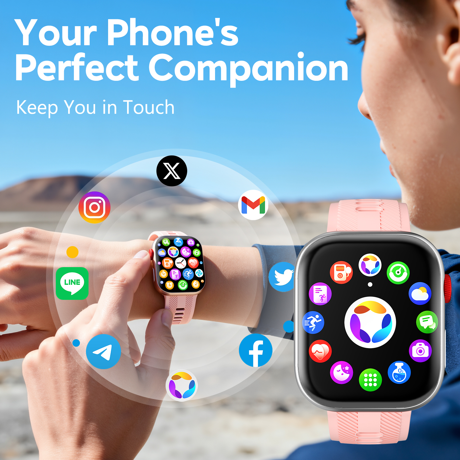 Lmcpa 2.01 Inch Smart Watch, Pink photo 4