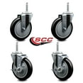 thumbnail image 2 of 5 Inch Black Poly Wheel Swivel 5/8 Inch Threaded Stem Caster Set 2 Brakes, 2 of 2