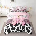thumbnail image 3 of Manfei Floral Bow Bull Skull Full Size Bedding Sets 7 Pieces,Cow Print Boho Damask Full Size Bed in a Bag,White Pink, 3 of 6