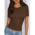 thumbnail image 2 of Remera PRETTYGARDEN 2025 de Punto Canalé Ajustada Marrón XL, 2 of 5