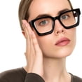 thumbnail image 2 of Oversized Eyewear Frame for Woman and Men - Rectangle Fashion Glasses for Computer, Chic Preppy Frame, 2 of 8