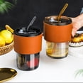 thumbnail image 3 of Bewildely Taza de té helado Disfrute de una bebida refrescante en cualquier momento y en cualquier lugar, segura para tazas de café helado con Mostrada Ámbar (con tapa), 3 of 6