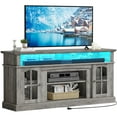 thumbnail image 7 of Farmhouse LED TV Stand for TVs up to 65'', Wood TV Media Console Entertainment Center for Living Room, Rustic Gray, 7 of 7