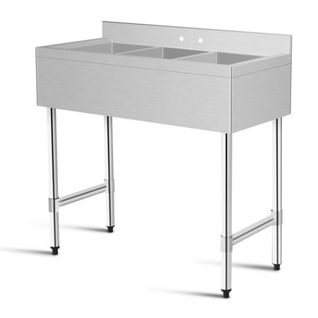 Collapsible Over Sink - Costway 3 Compartment Stainless Steel Kitchen Commercial Sink Heavy Duty