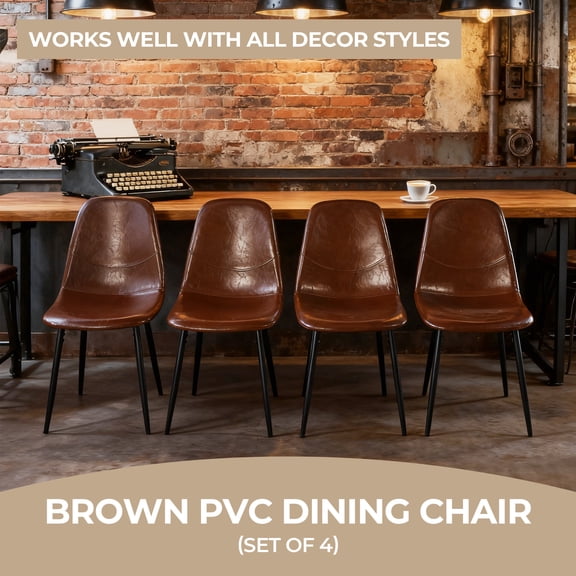 JUYG 4-Pack Brown PVC Dining Chair