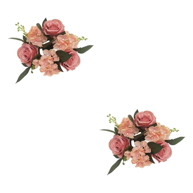 Toystoory Pillar Candle Rings Wreath Festival Wedding Party Halloween Decor Door 2piezas Rosa