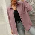 thumbnail image 5 of Baqcunre Long Sleeve Shirts For Women Woman Over Size Solid Color Turn Down Collar Fashion Loose Leisure Corduroy Lohas Time Coat Shirt Womens Shirts Workout Tops For Women Pink XL, 5 of 7