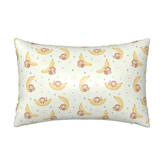 Silk Pillow Case for Hair And Skin Queen - Cute Banana Monkey Flower Cooling Sleep Throw Pillow Covers Standard Size 20x30in, comfort Satin Pillowcase with Zipper for Women Men