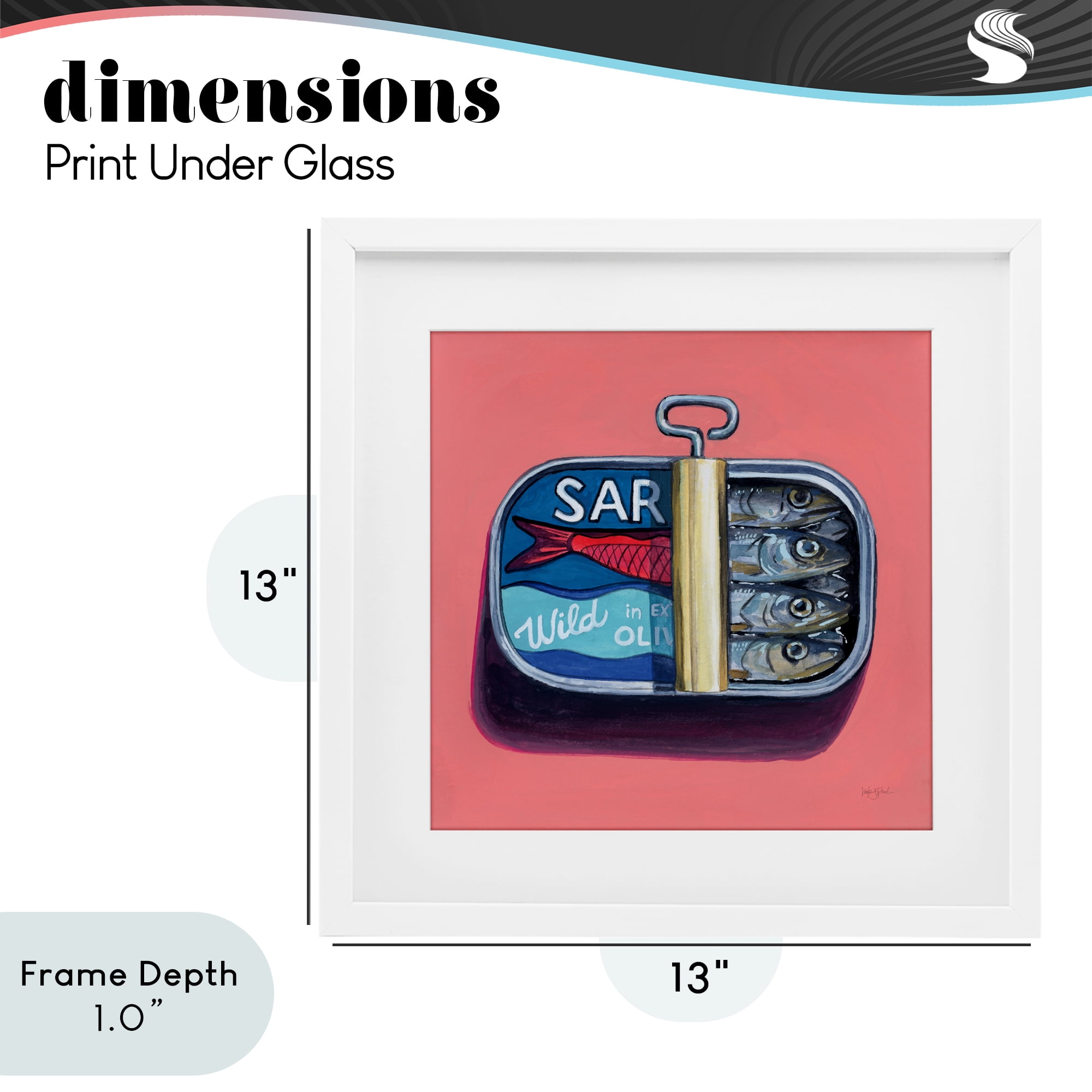 Stupell Industries Wild Sardines on Pink White Framed Print Under Glass, design by Kate Jarvik Birch
