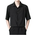 thumbnail image 1 of Camisas de Manga Corta de los Hombres Casual, Summer Stripe Thin, Turndown Collar Blusa Camisa, 1 of 7