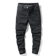 thumbnail image 1 of Pantalones largos de moda para hombre, casuales, de color sólido, cargo, con bolsillos y cremallera, cintura elástica, pantalones largos de algodón para hombre., 1 of 9