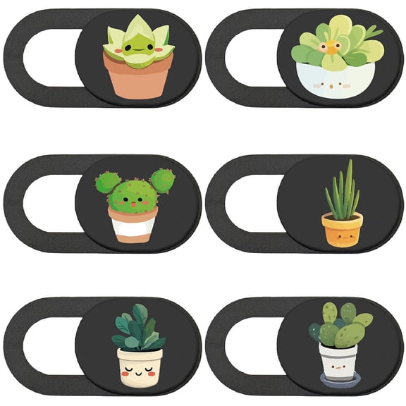 6Pcs Webcam Camera Covers Phone Camera Cover Slide Plants Pattern Privacy Security Guard Slide Phone Webcam Protector DIY