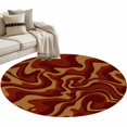 thumbnail image 2 of Round Area Rug 3ft,Abstract Stripe Fluid Art Washable Carpet Non-Slip Runner Accent Rugs Indoor Floor Mat for Bedroom Living Room Decor,Red Yellow Gradient Geometric Line, 2 of 9