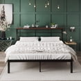 thumbnail image 2 of Amolife King Size Metal Platform Vintage Bed Frame with Storage Headboard Shelf, Sandalwood Brown, 2 of 6