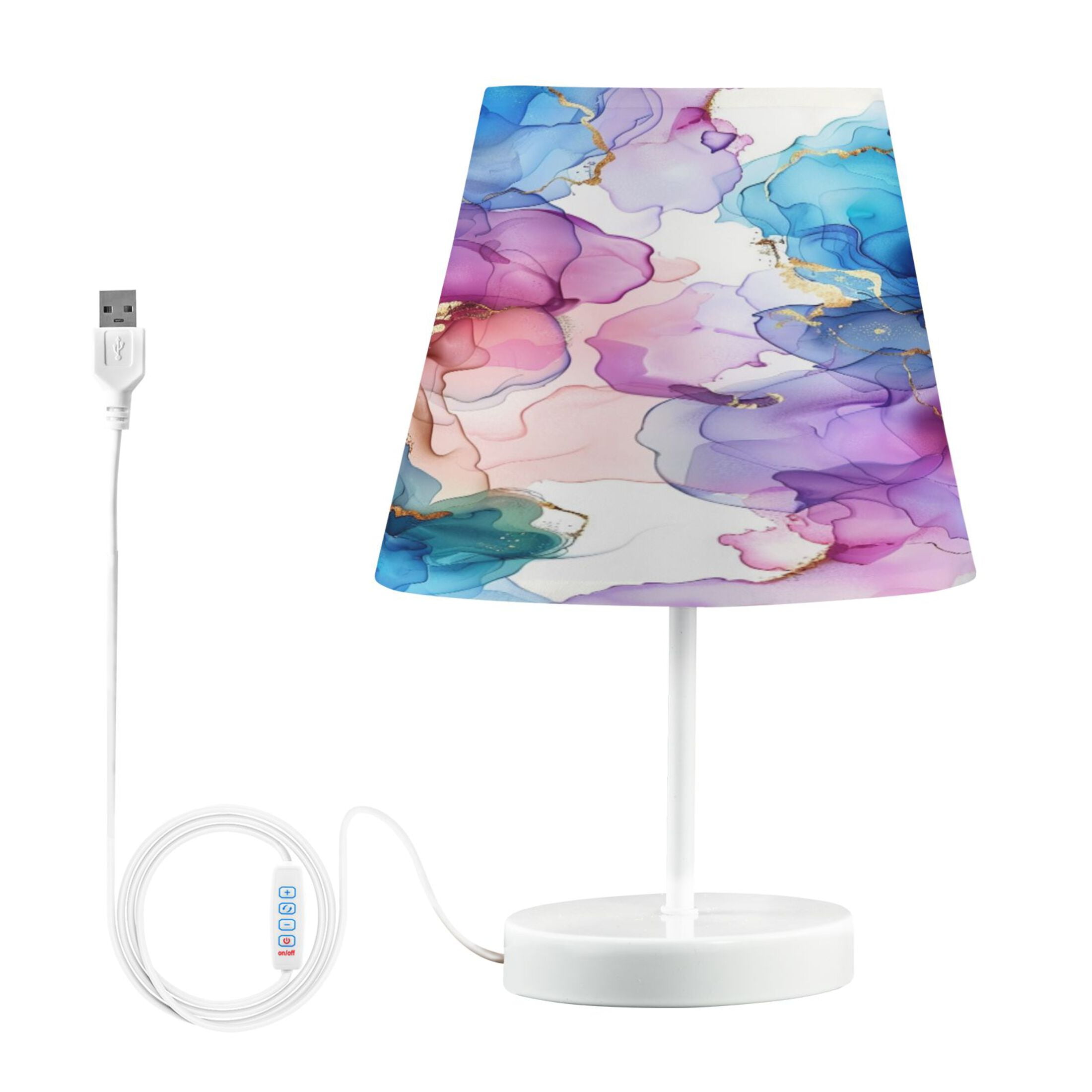 Alcohol Ink Flowers Desk Lamp LED Table Nightstand Lamps with 3 Color Temperatures for Home Bedroom Living Room Decor 8x12