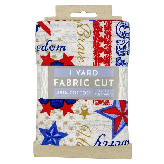 Fabric Editions 36" x 42" Cotton Patriotic Liberty 1 Yard Precut Sewing & Craft Fabric, White 1 Piece